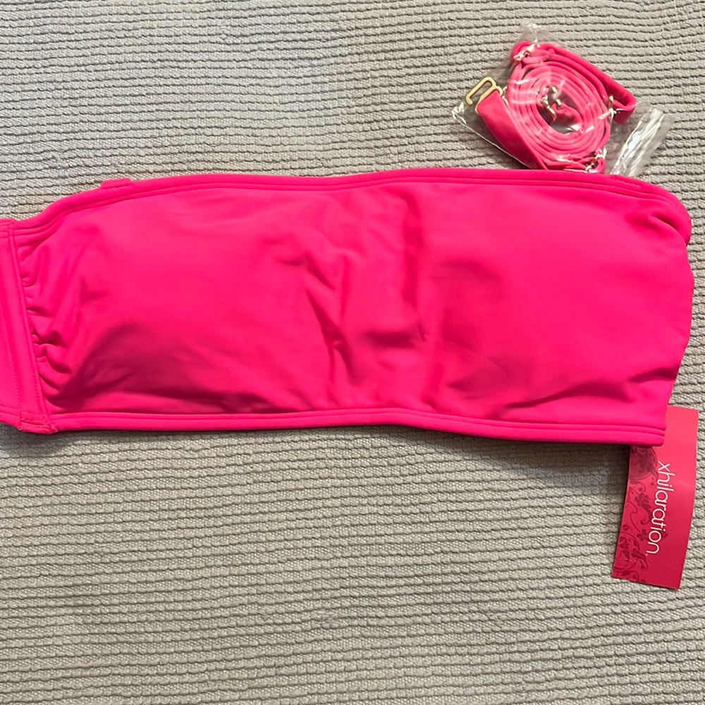 Hot Pink Square Neck Bikini Swim Top